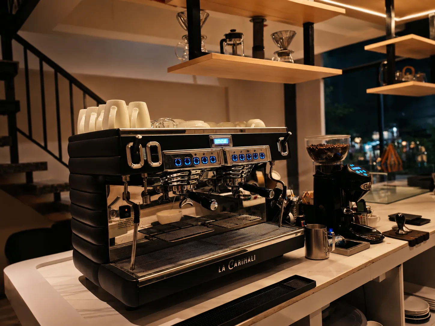 Minimalist espresso bar inside Vienna Specialty Coffee