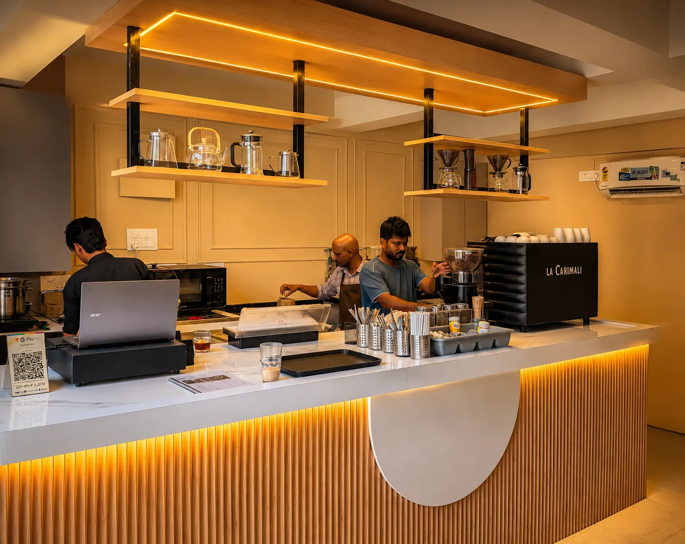 Baristas behind the counter