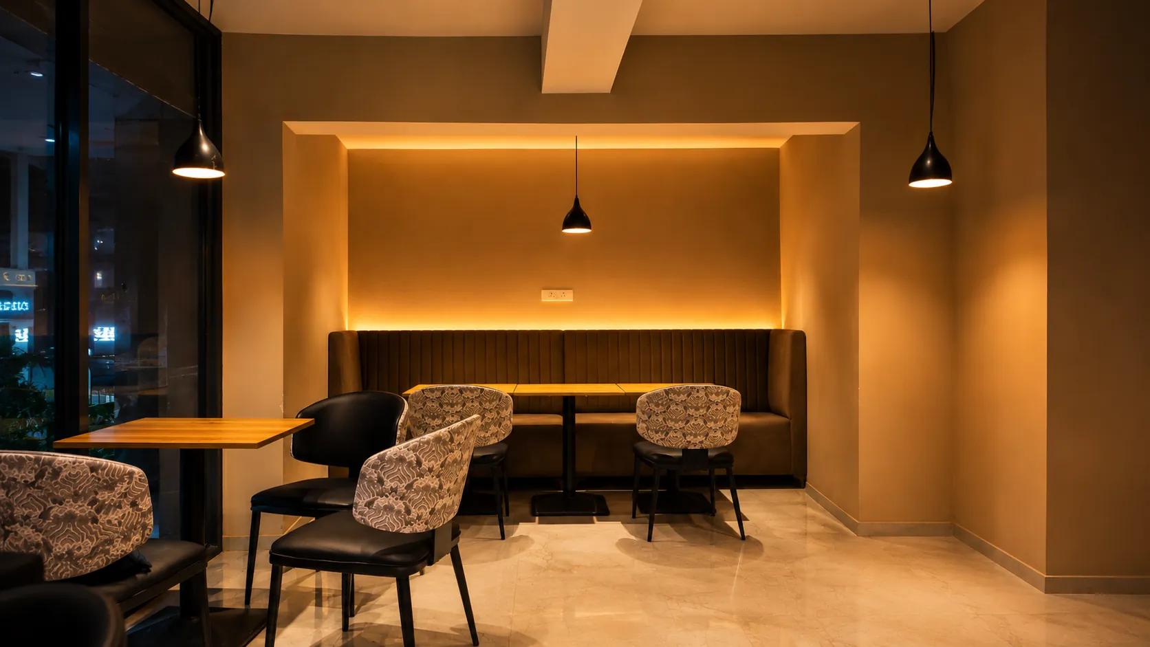 Softly lit seating nook